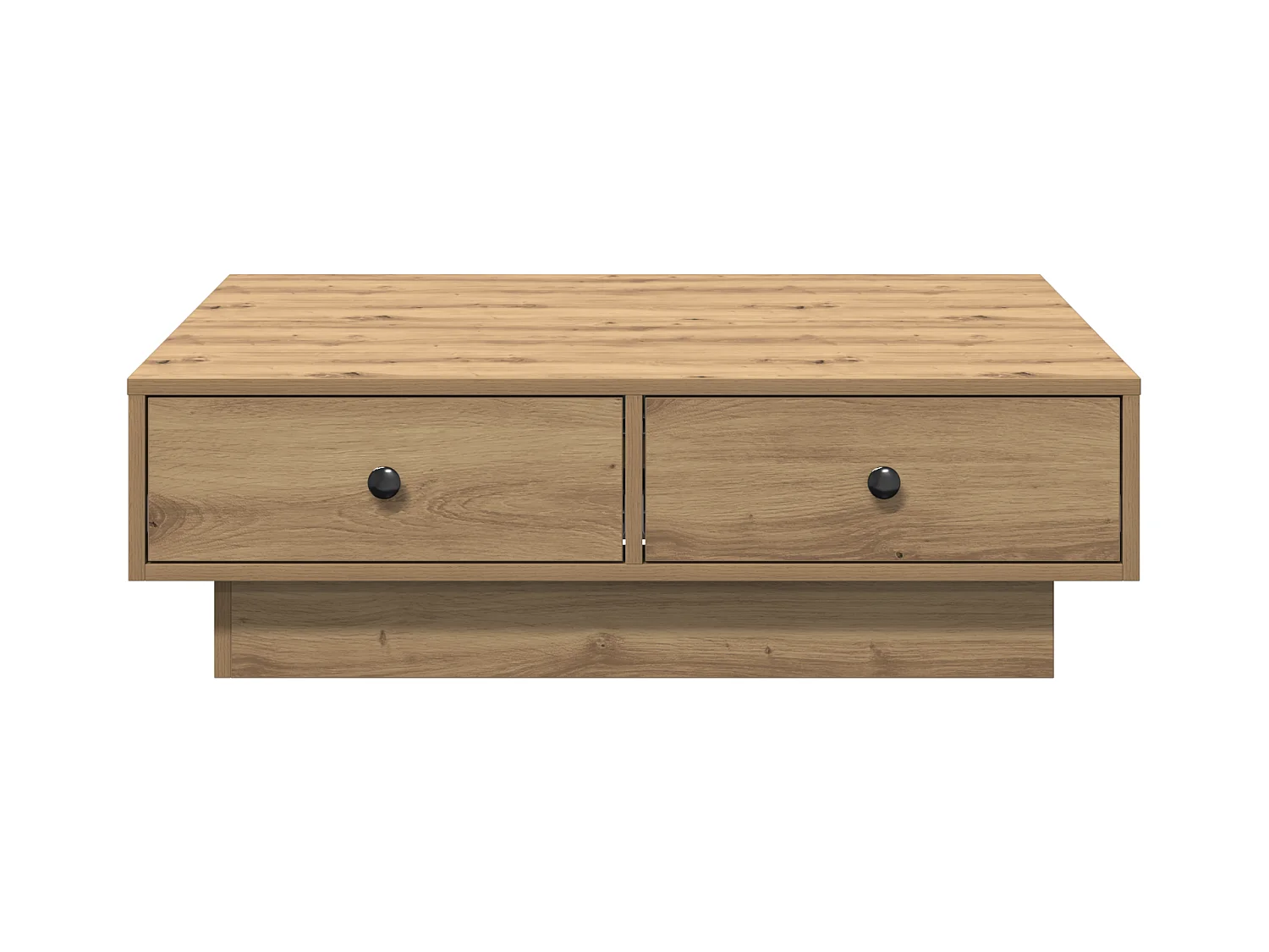 Table Basse Chêne Artisan Placage, MDF 90 x 90 x 28 cm Rangement