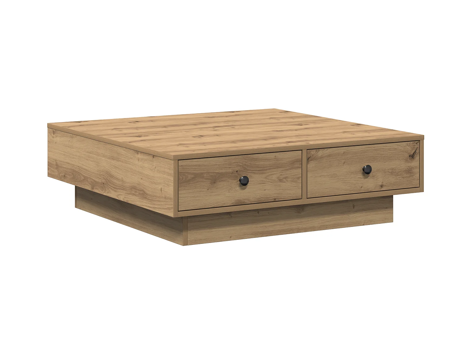 Table Basse Chêne Artisan Placage, MDF 90 x 90 x 28 cm Rangement