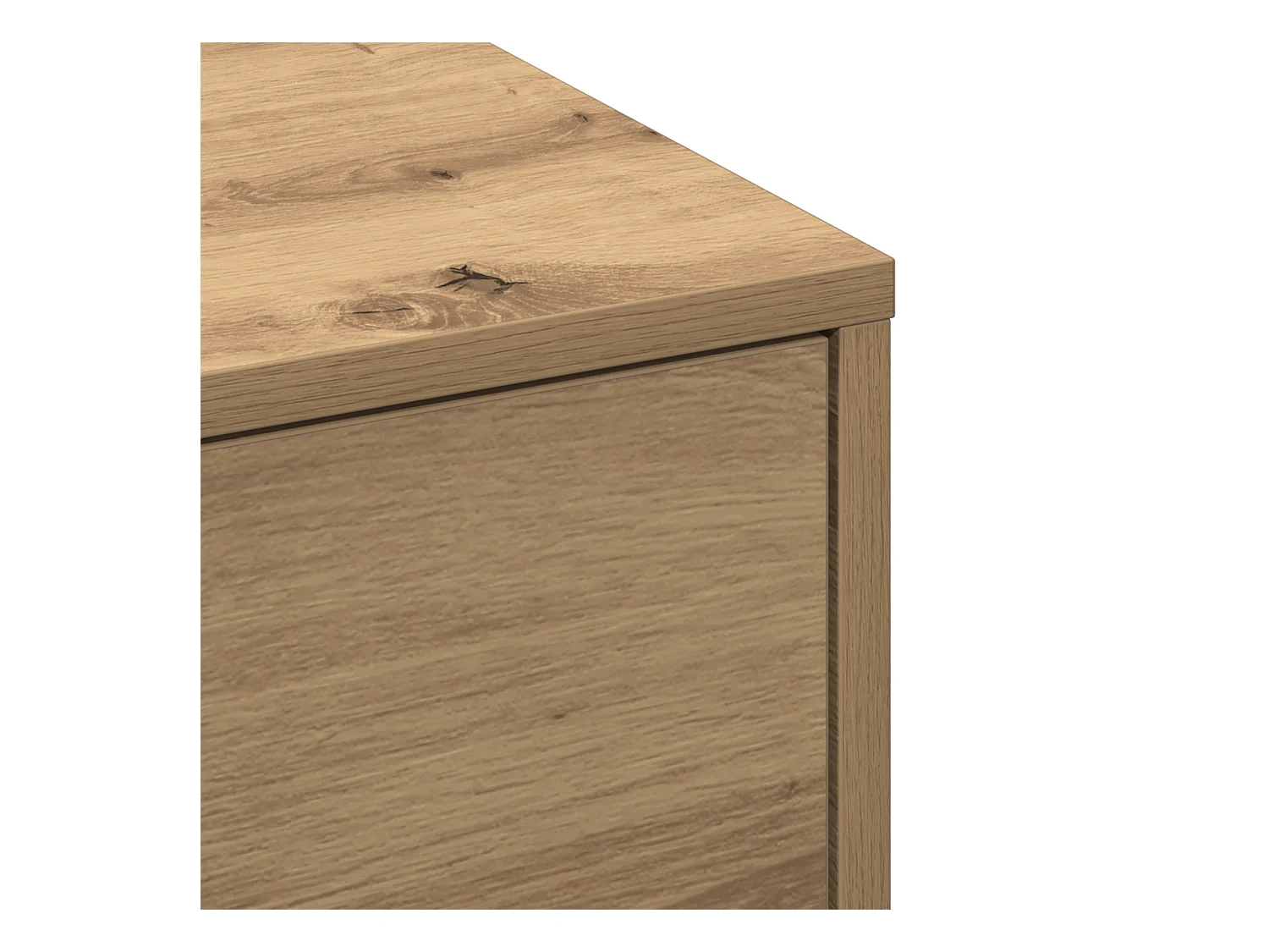 Table Basse Chêne Artisan Placage, MDF 90 x 90 x 28 cm Rangement