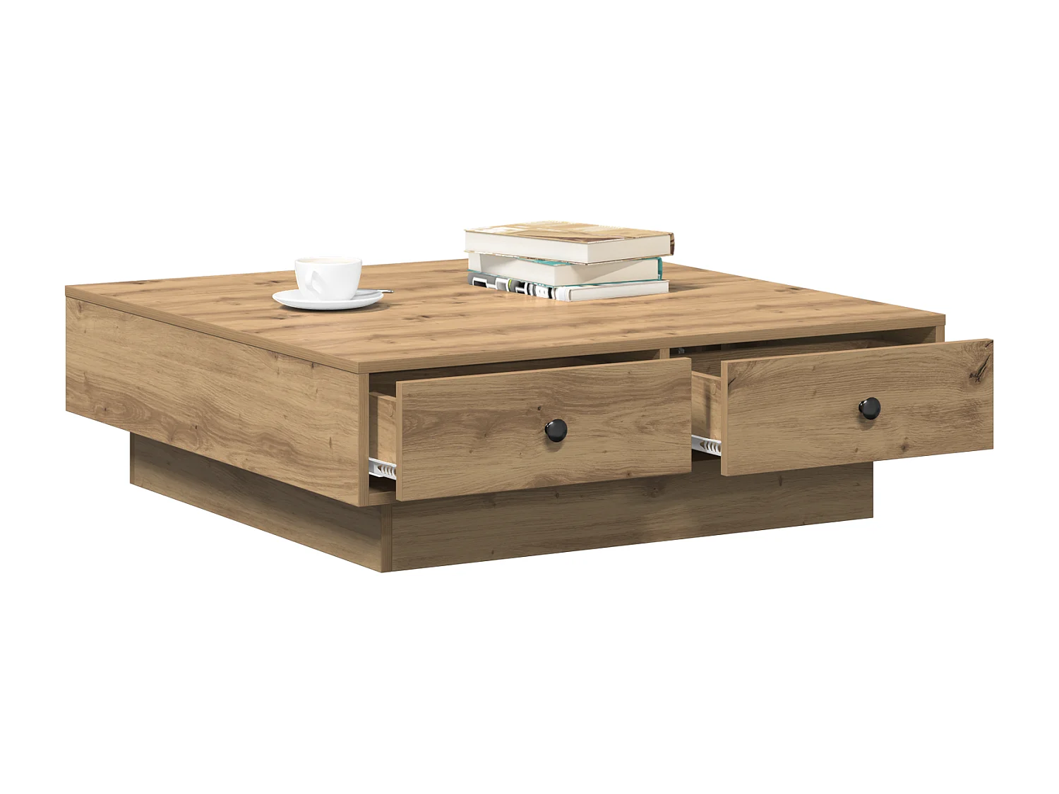 Tavolino da caffè Artisan in rovere impiallacciato, MDF 90 x 90 x 28 cm