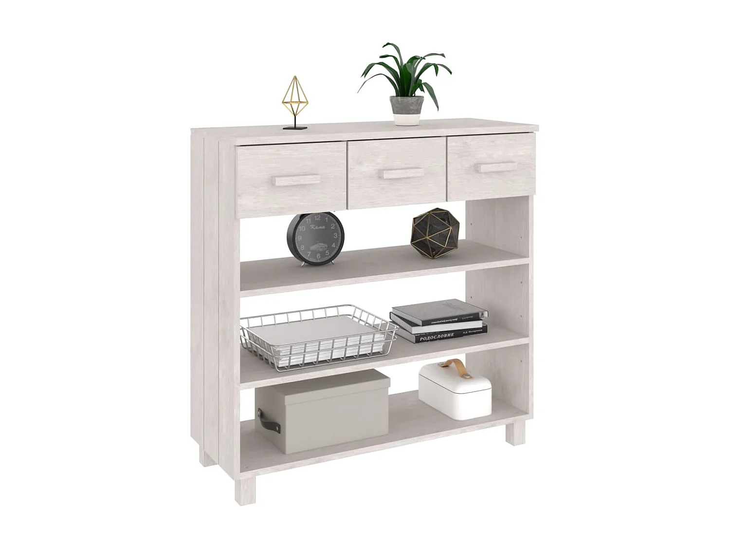 Mesa consola Blanca 90x35x90 cm Madera maciza de pino