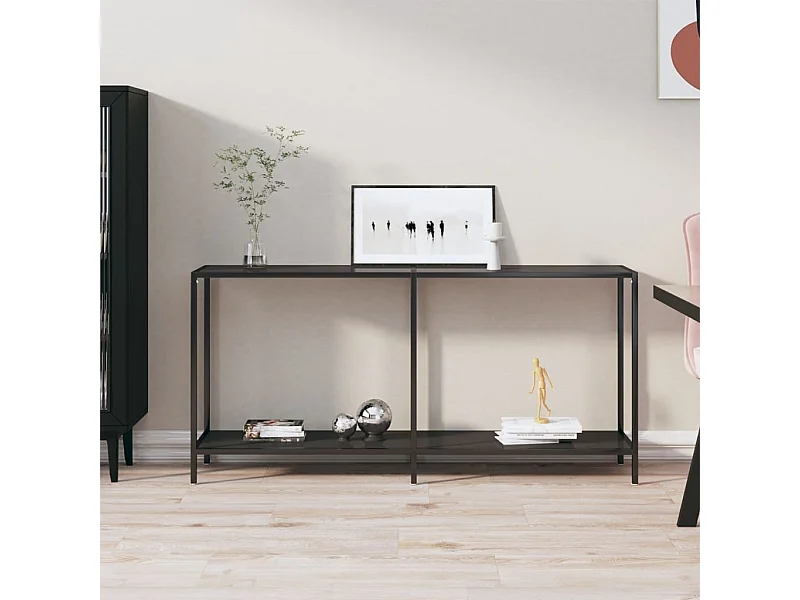 Consolle nera 160x35x75,5 cm Vetro temperato