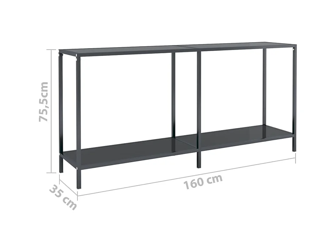 Table console Noir 160x35x75,5 cm Verre trempé