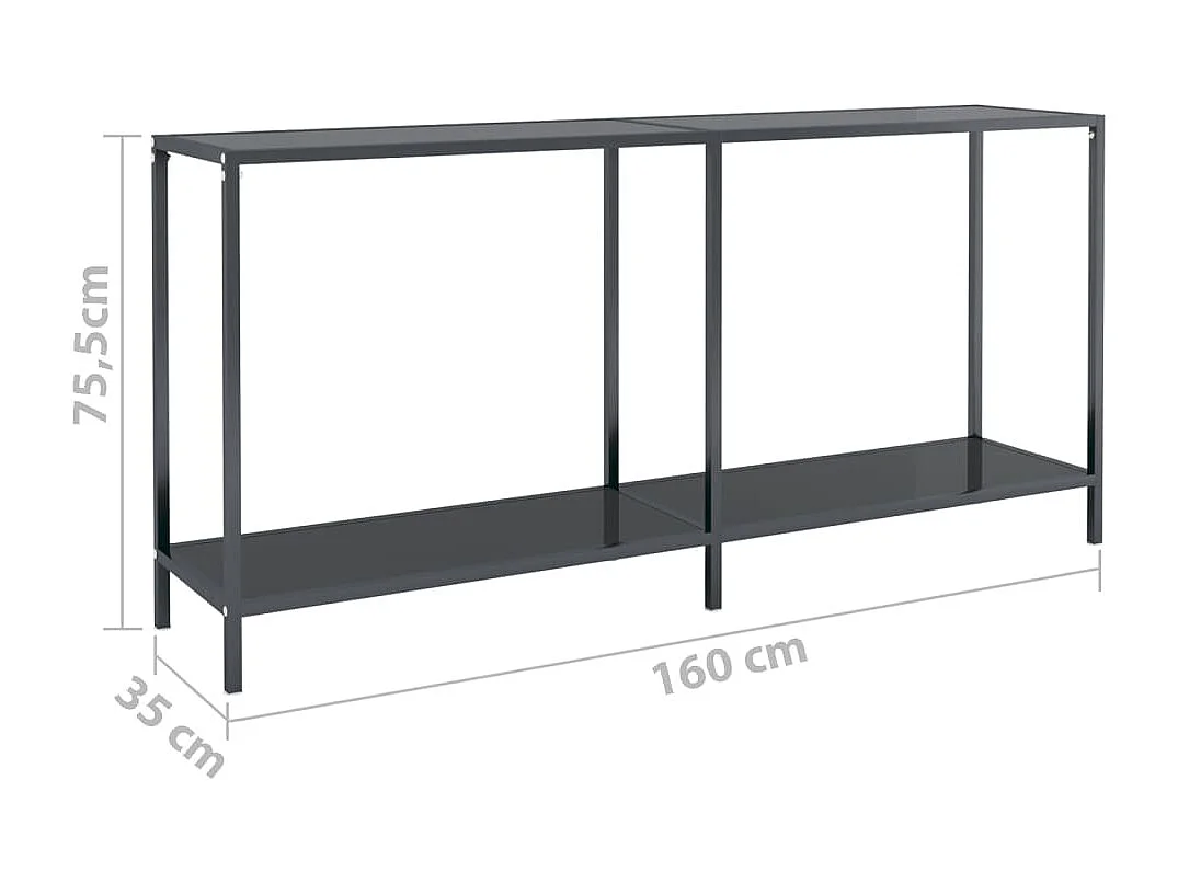 Consolle nera 160x35x75,5 cm Vetro temperato