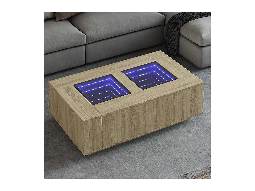 Tavolino con LED infinito rovere Sonoma 116x69x40 cm