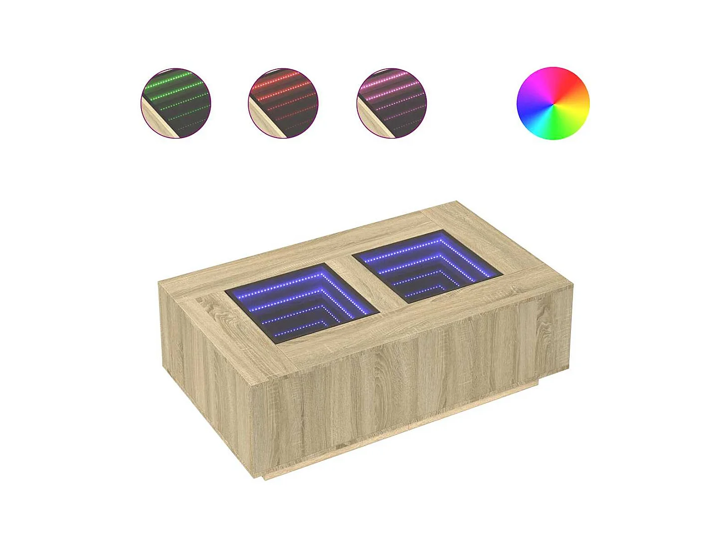 Tavolino con LED infinito rovere Sonoma 116x69x40 cm