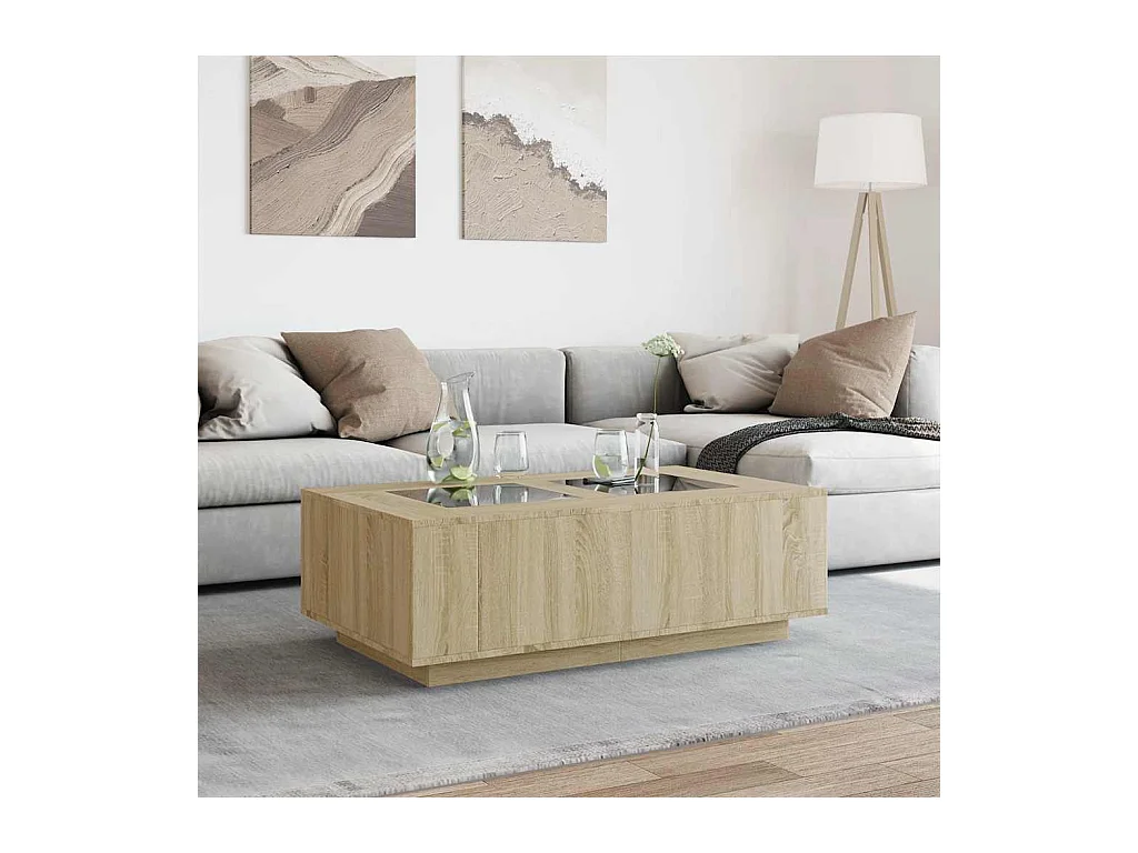 Tavolino con LED infinito rovere Sonoma 116x69x40 cm