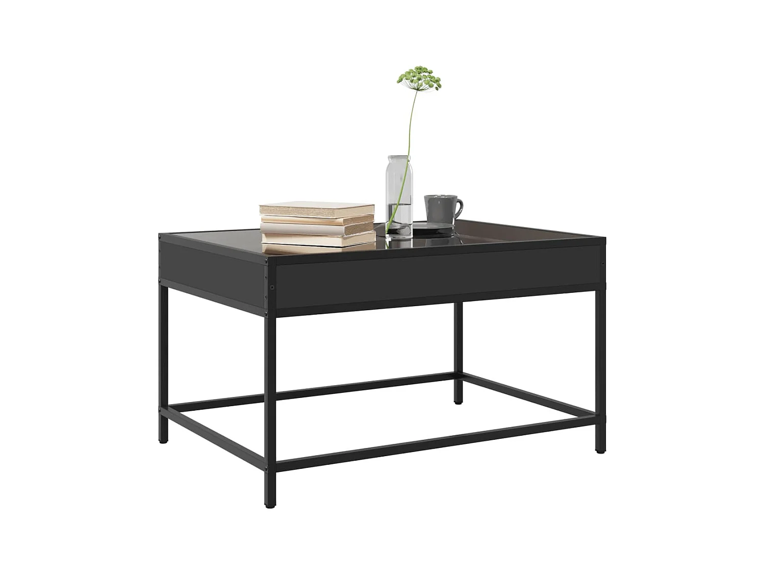 Table basse avec LED infini noir 70x50x41 cm