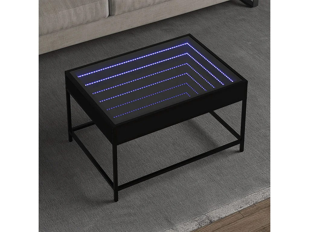 Table basse avec LED infini noir 70x50x41 cm
