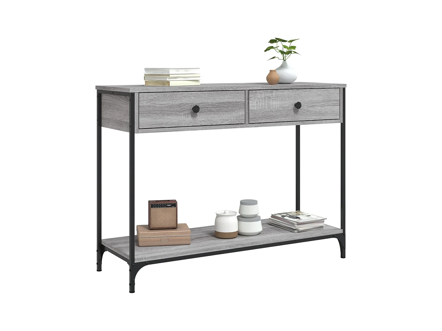 Mesa consola Sonoma gris 100x34,5x75 cm madera de ingeniería