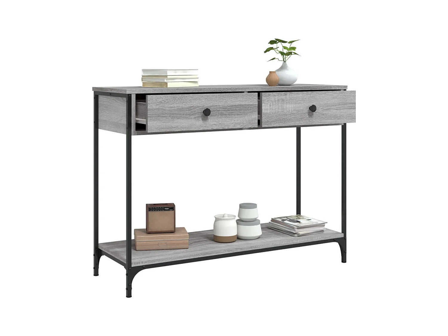 Mesa consola Sonoma gris 100x34,5x75 cm madera de ingeniería