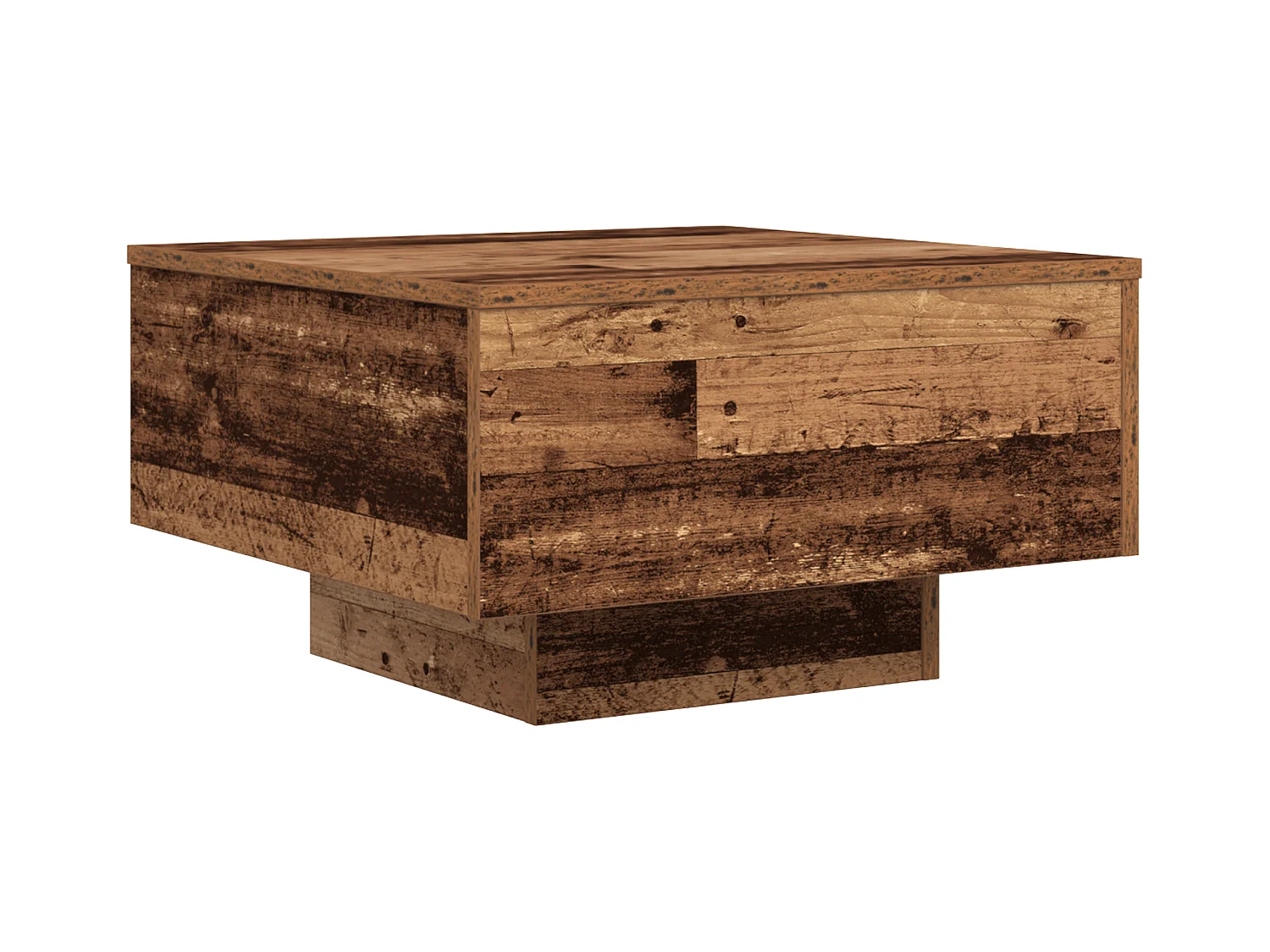 Table basse avec lumières LED en bois vieilli 55x55x31 cm