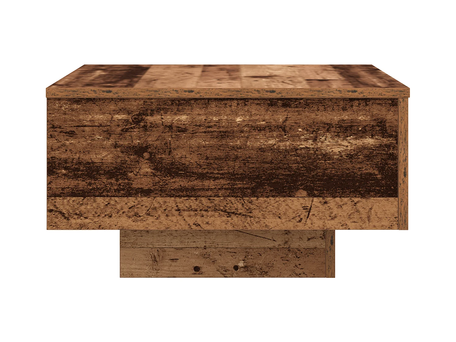 Table basse avec lumières LED en bois vieilli 55x55x31 cm