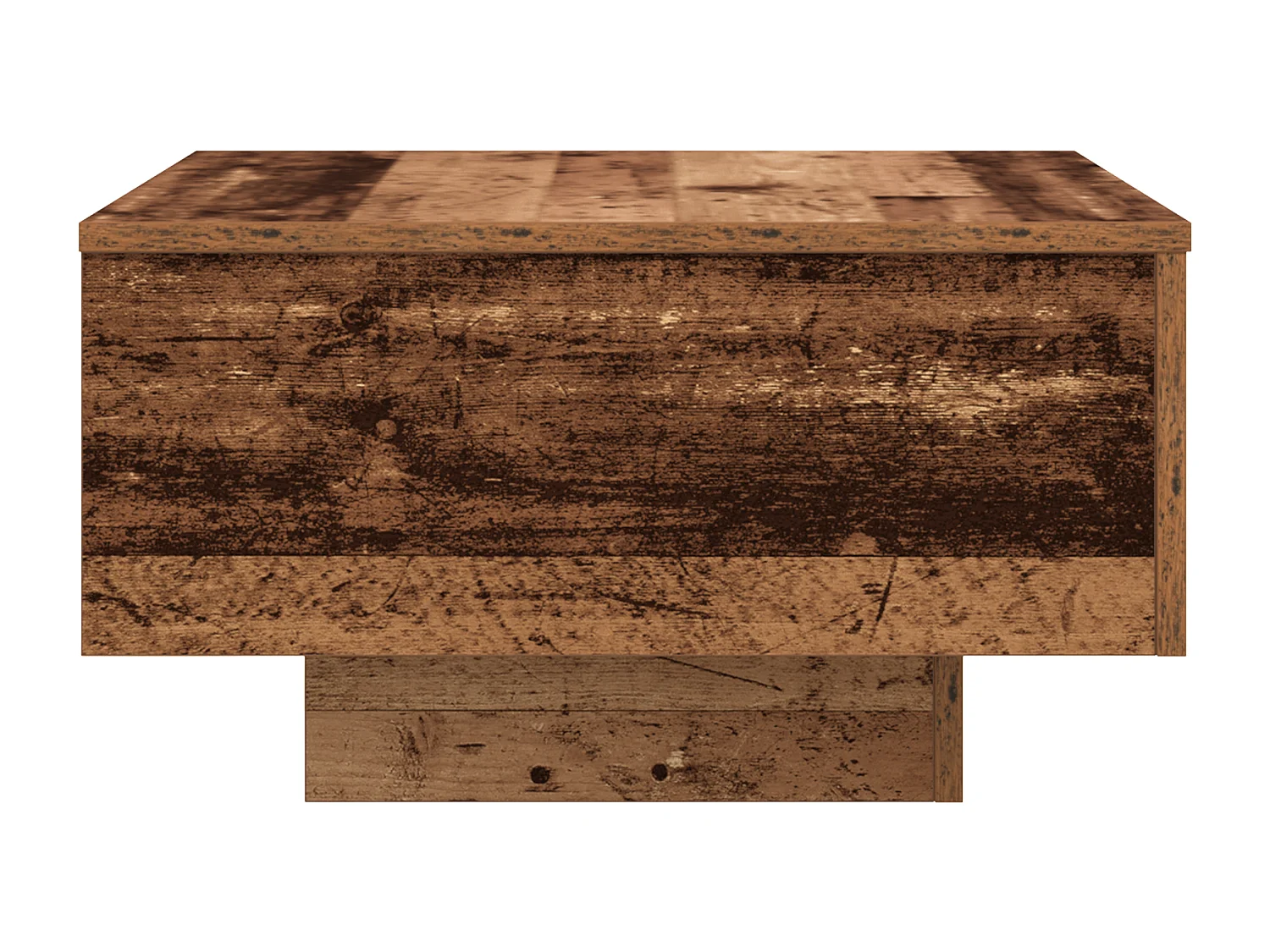 Table basse avec lumières LED en bois vieilli 55x55x31 cm
