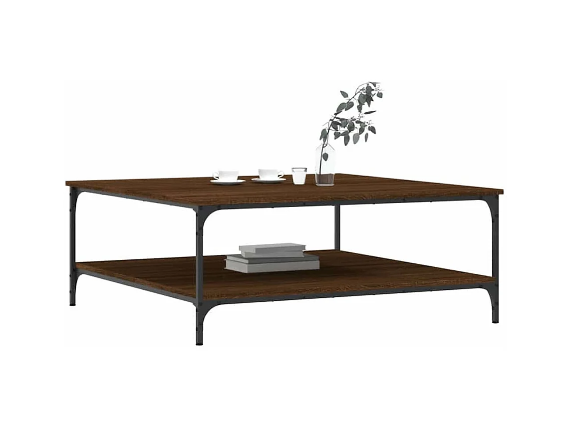 Table basse chêne marron 100x100x40 cm bois d'ingénierie