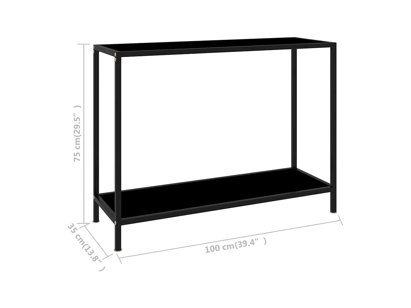 Consolle nera 100x35x75 cm Vetro temperato