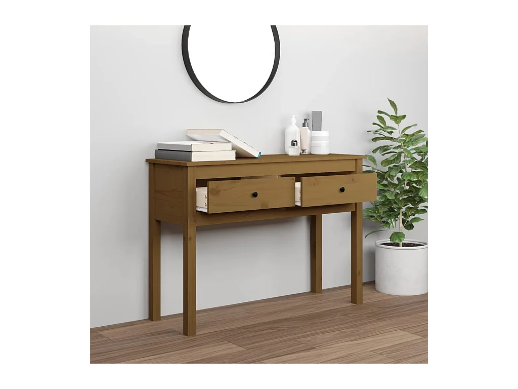 Table console Marron miel 100x35x75 cm Bois massif de pin