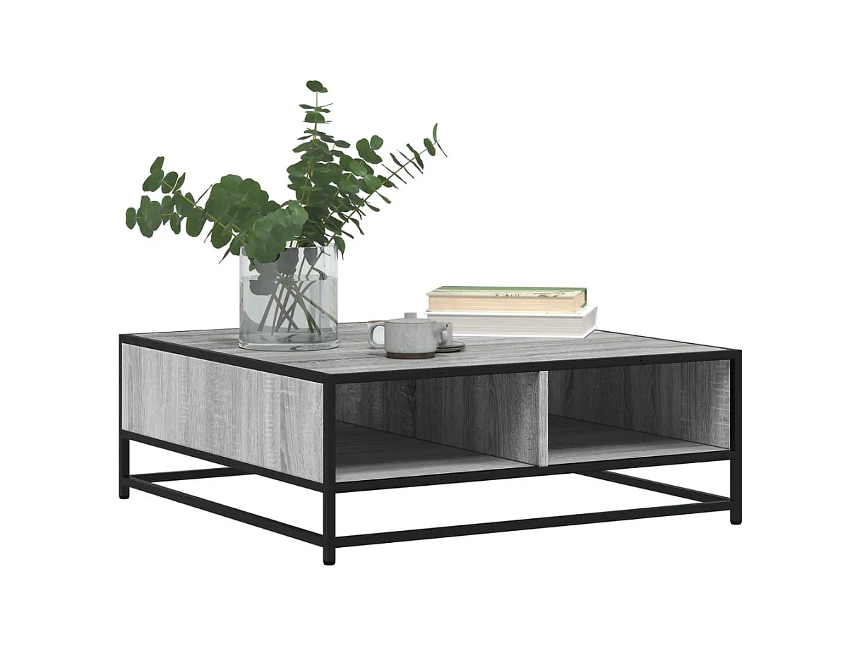 Table basse sonoma gris 80x80x30 cm bois d'ingénierie et métal