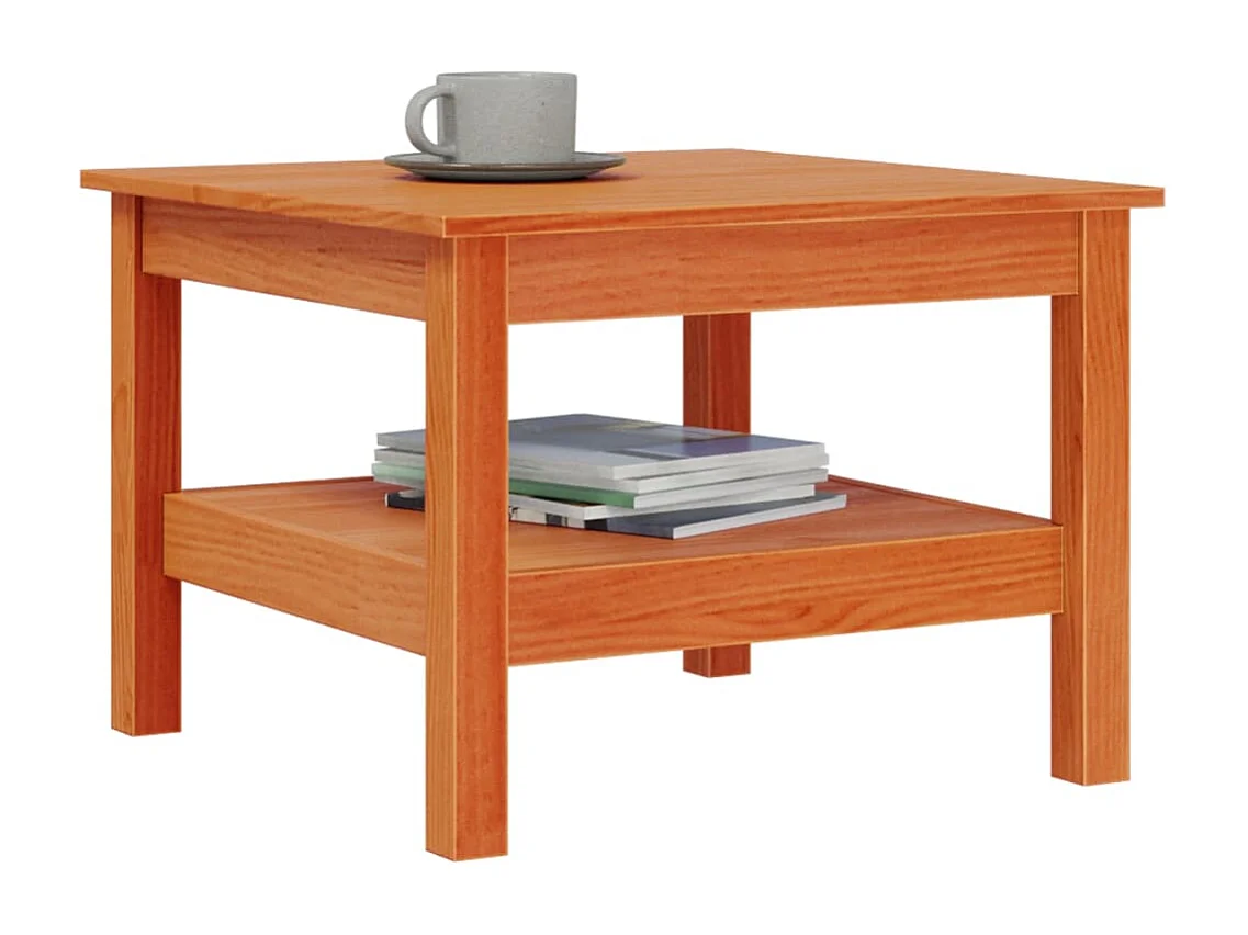 Table basse cire marron 55x55x40 cm bois massif de pin