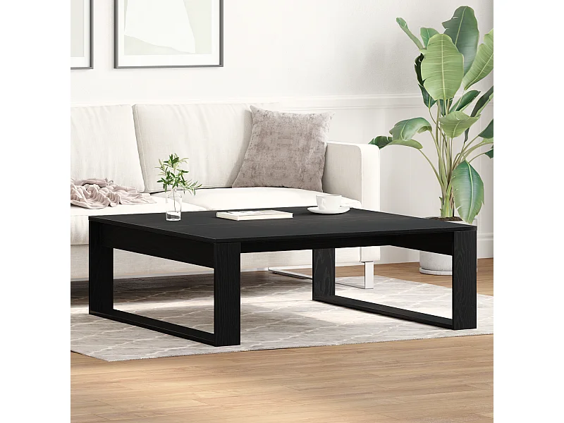 Table basse en chêne noir 100x100x35 cm en bois d'ingénierie