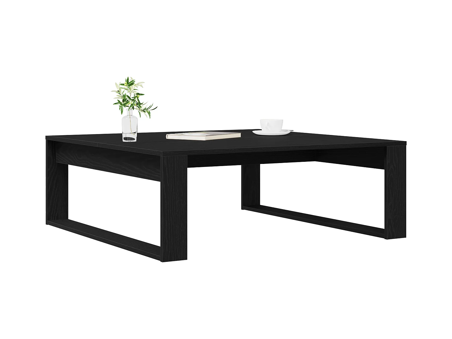 Table basse en chêne noir 100x100x35 cm en bois d'ingénierie
