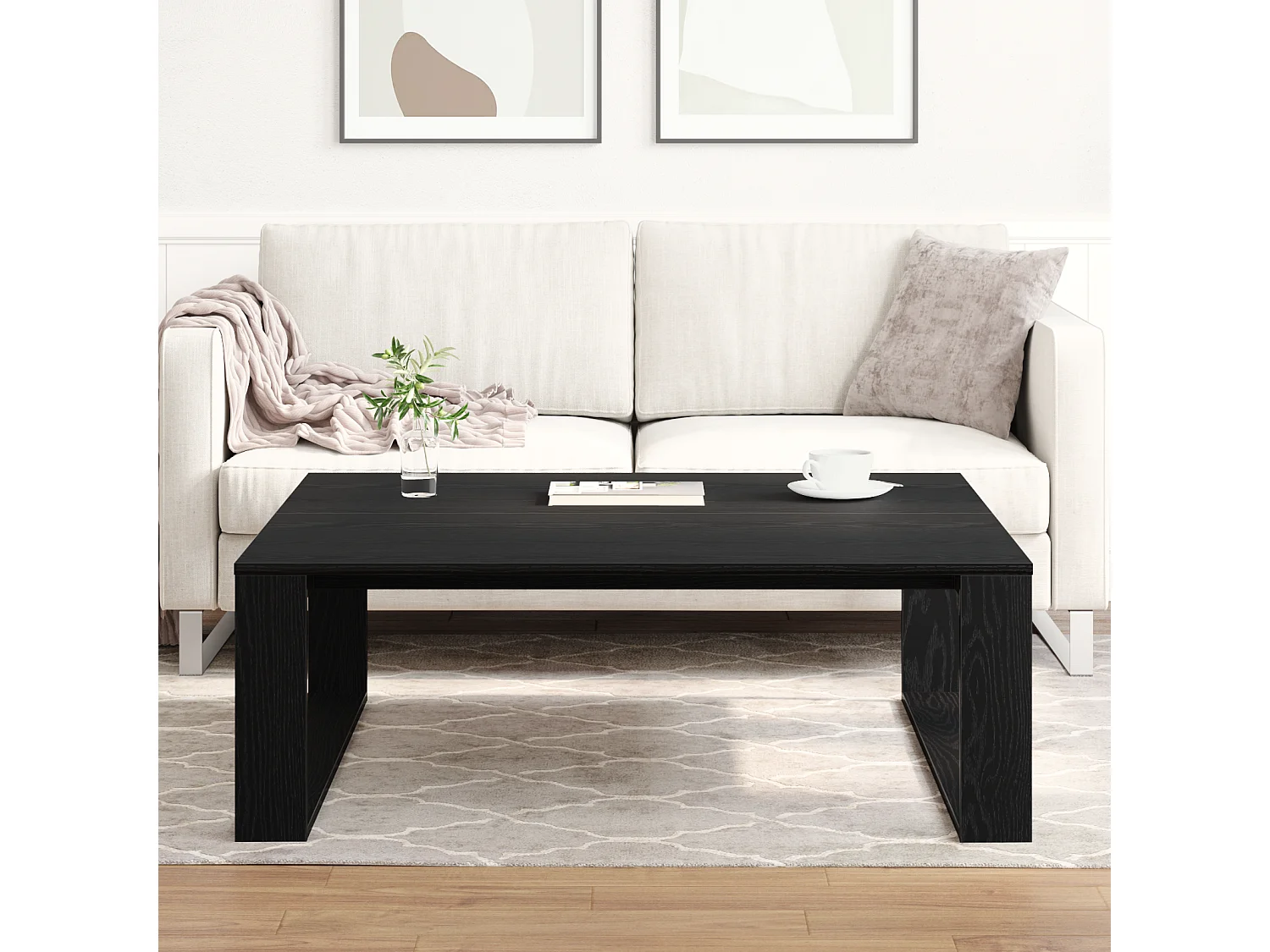 Table basse en chêne noir 100x100x35 cm en bois d'ingénierie