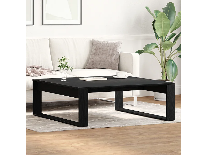 Table basse en chêne noir 100x100x35 cm en bois d'ingénierie