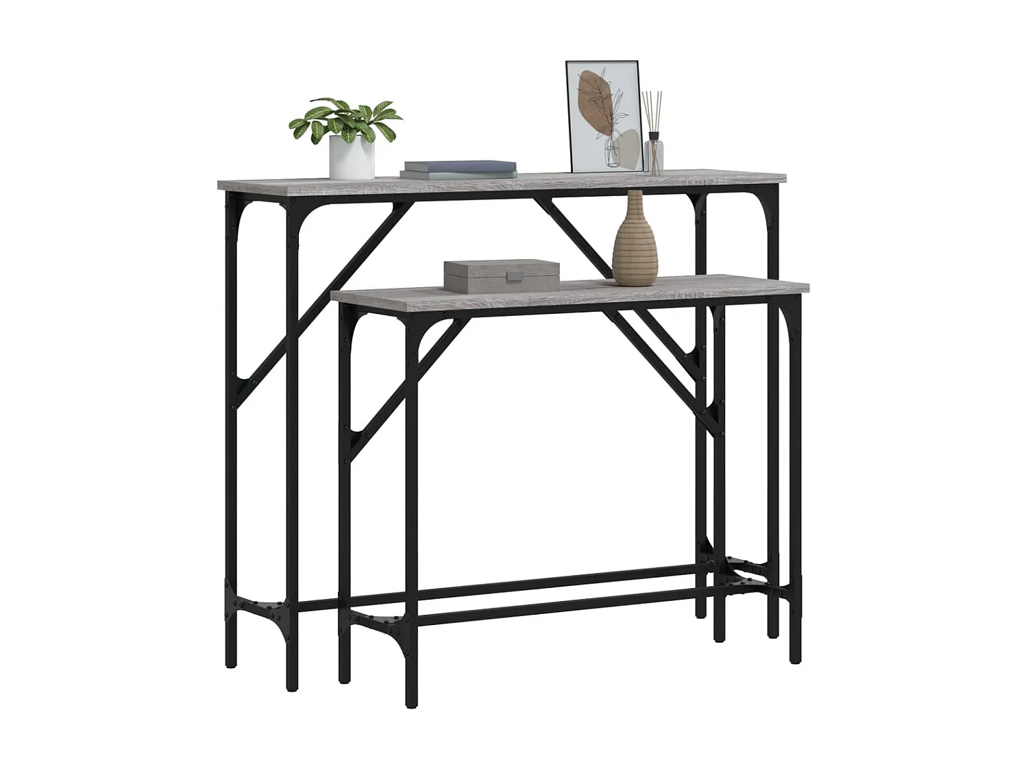 Mesa consola de 2 piezas, gris sonoma, madera de ingeniería