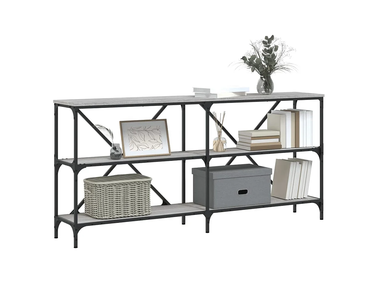 Sonoma grijze consoletafel 160x30x75 cm bewerkt hout en ijzer