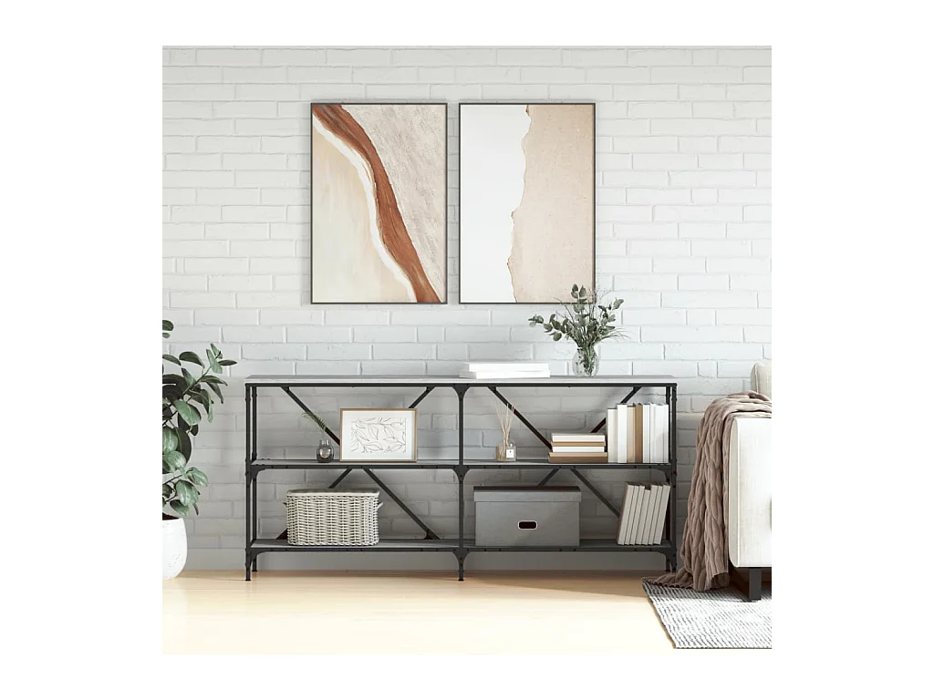 Table console sonoma gris 160x30x75 cm bois d'ingénierie et fer