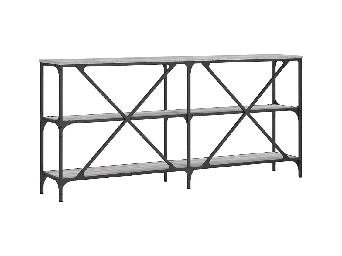 Table console sonoma gris 160x30x75 cm bois d'ingénierie et fer