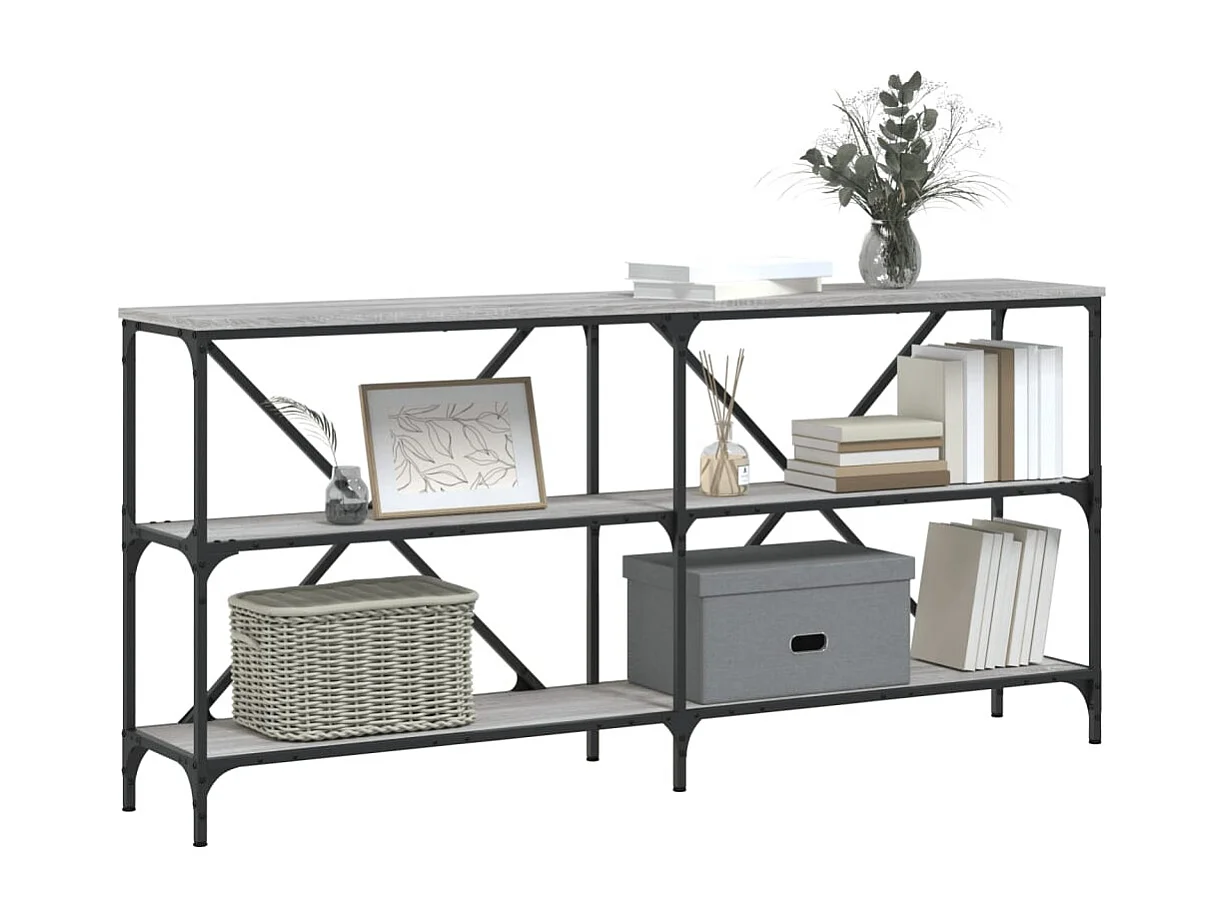 Table console sonoma gris 160x30x75 cm bois d'ingénierie et fer