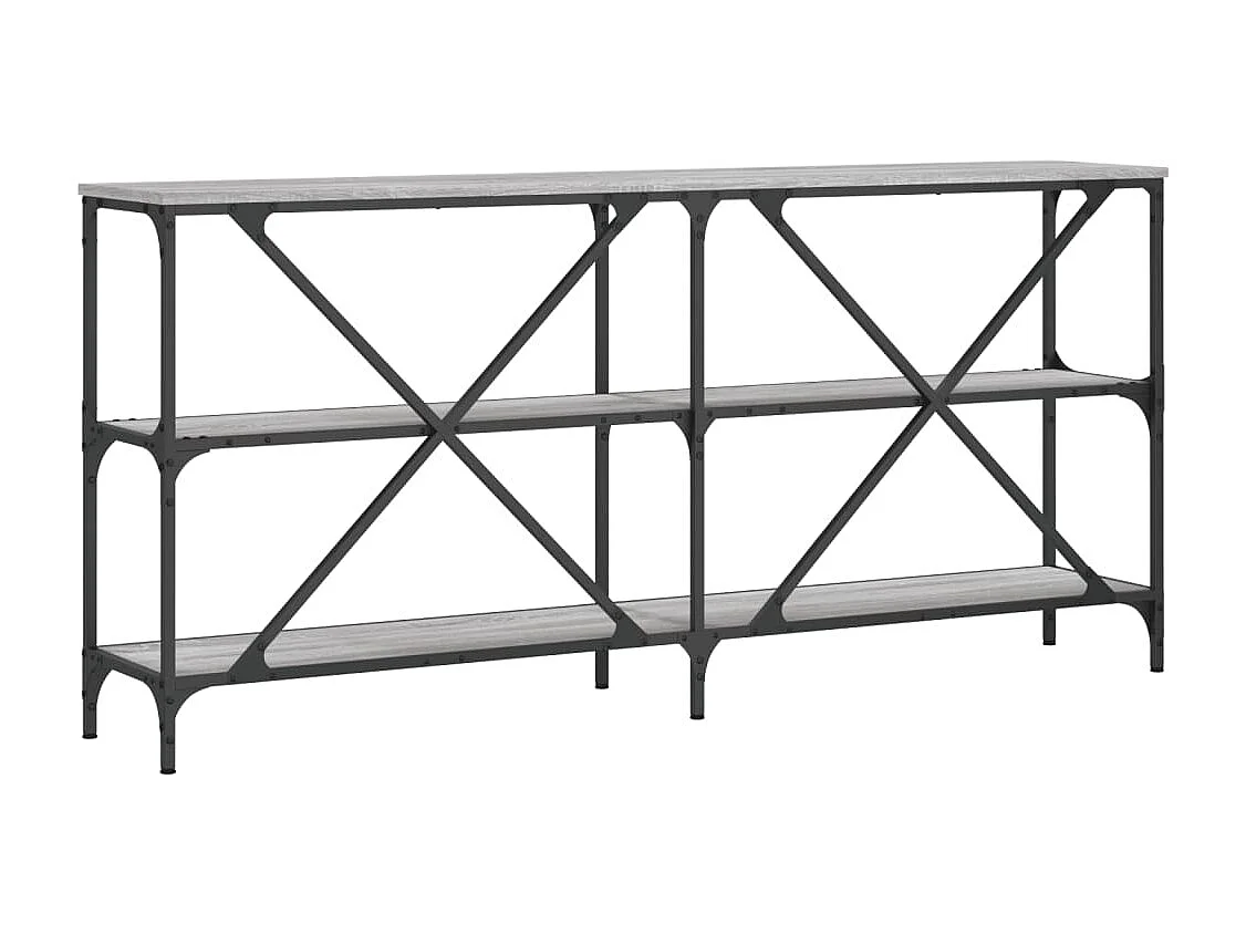 Table console sonoma gris 160x30x75 cm bois d'ingénierie et fer
