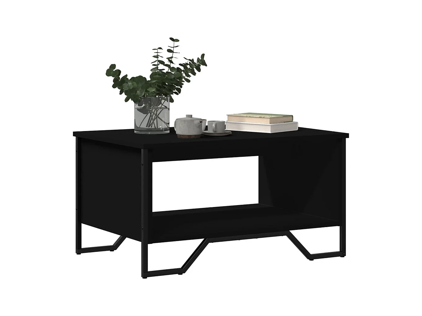 Table basse noir 75x51x40 cm bois d'ingénierie