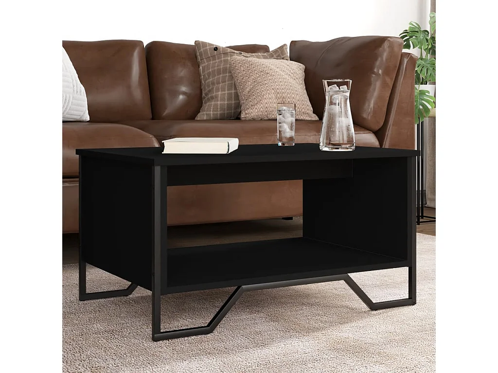 Schwarzer Couchtisch 75x51x40 cm Holzwerkstoff