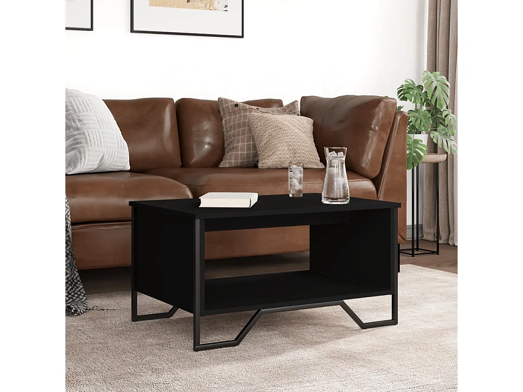 Schwarzer Couchtisch 75x51x40 cm Holzwerkstoff