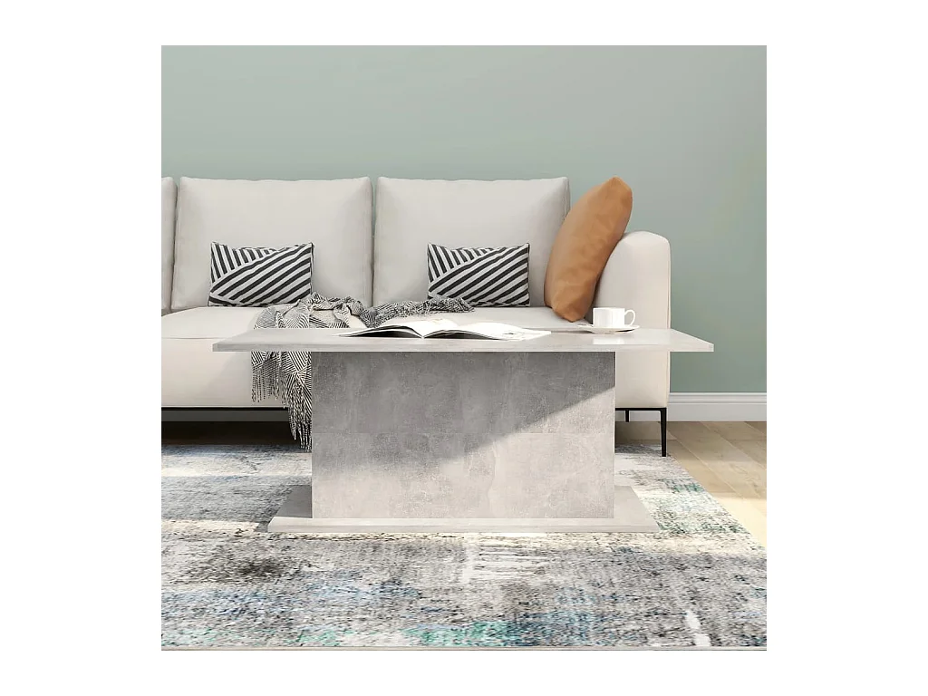 Betongrijze salontafel 102x55,5x40 cm bewerkt hout