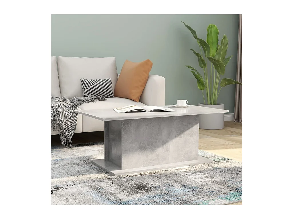 Table basse gris béton 102x55,5x40 cm bois d'ingénierie