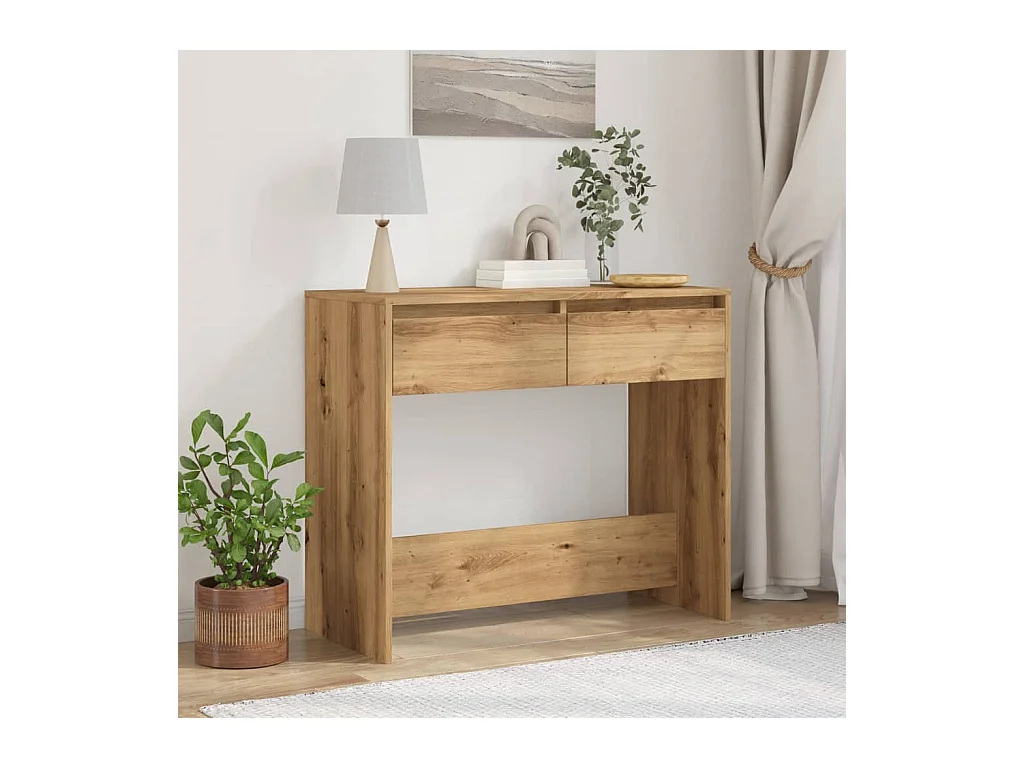 Table console chêne artisanal 89x41x76,5 cm bois d'ingénierie