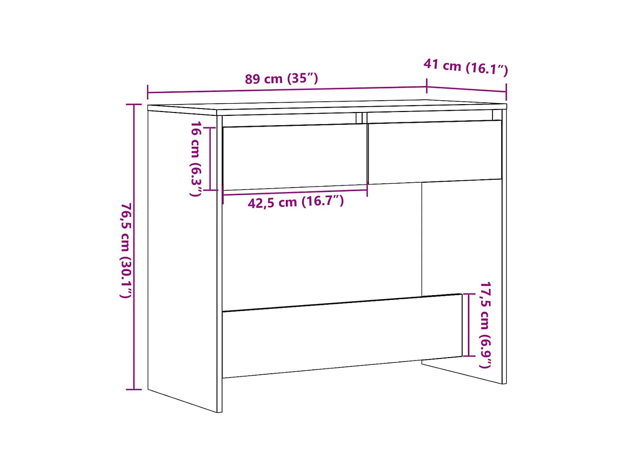 Table console chêne artisanal 89x41x76,5 cm bois d'ingénierie