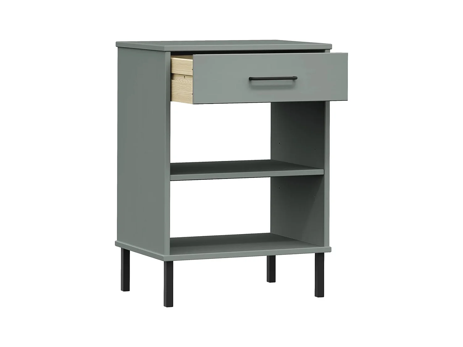 Consola con patas de metal Gris Madera maciza de pino OSLO