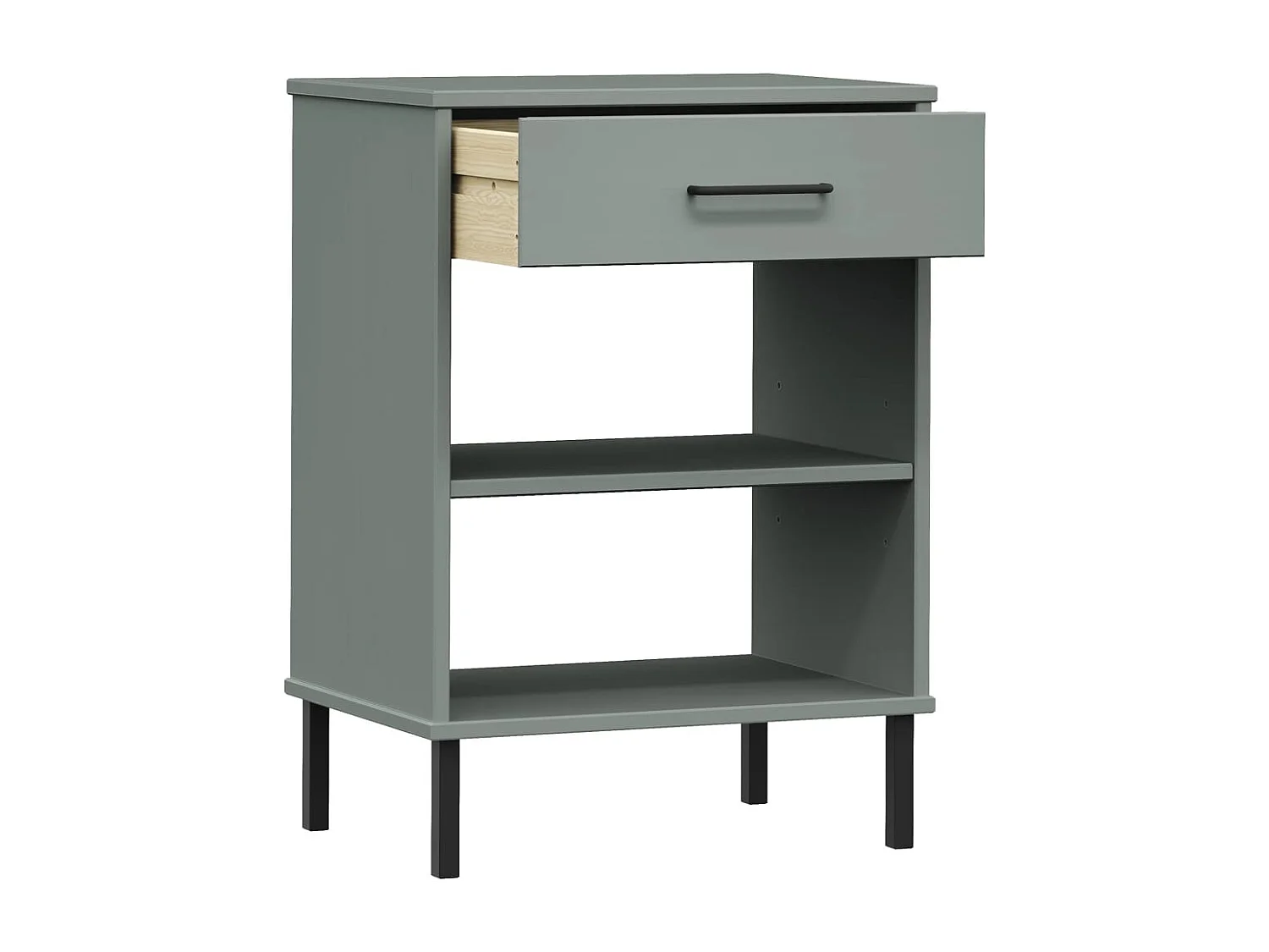 Armoire console avec pieds en métal Gris Bois pin massif OSLO