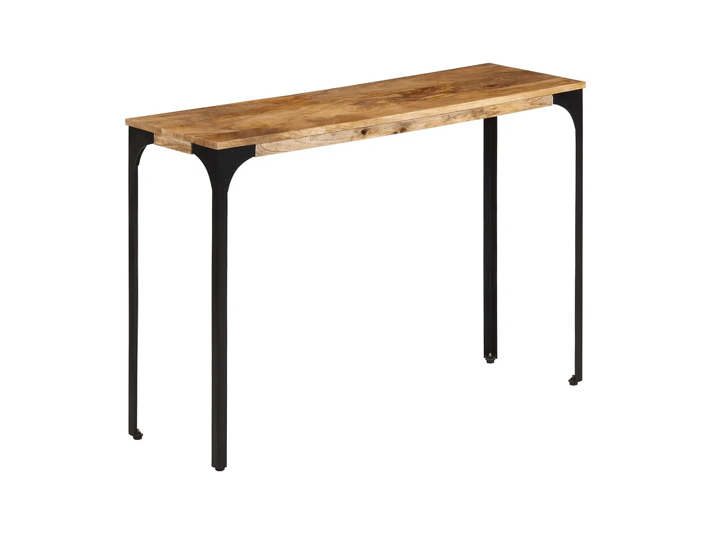 Table console marron 110x35x76cm bois massif de manguier et fer