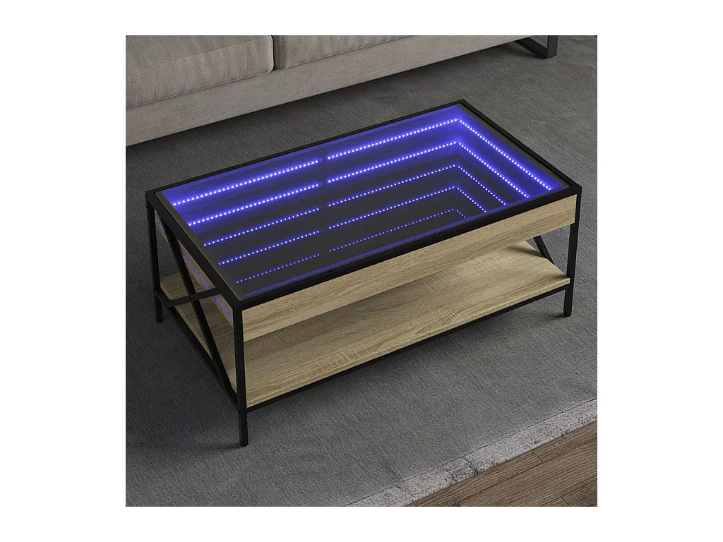 Table basse avec LED infini chêne sonoma 90x50x38 cm