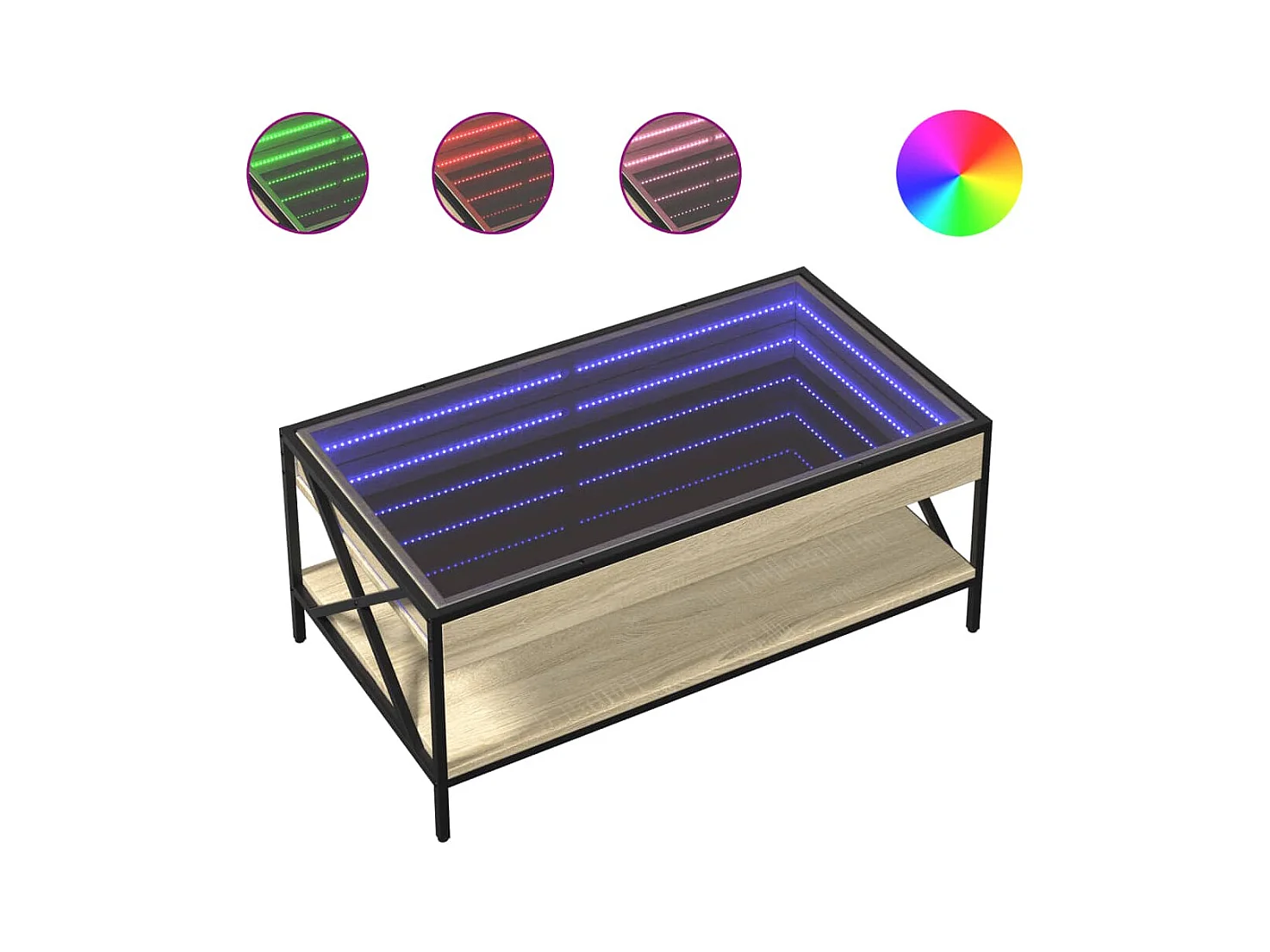 Table basse avec LED infini chêne sonoma 90x50x38 cm