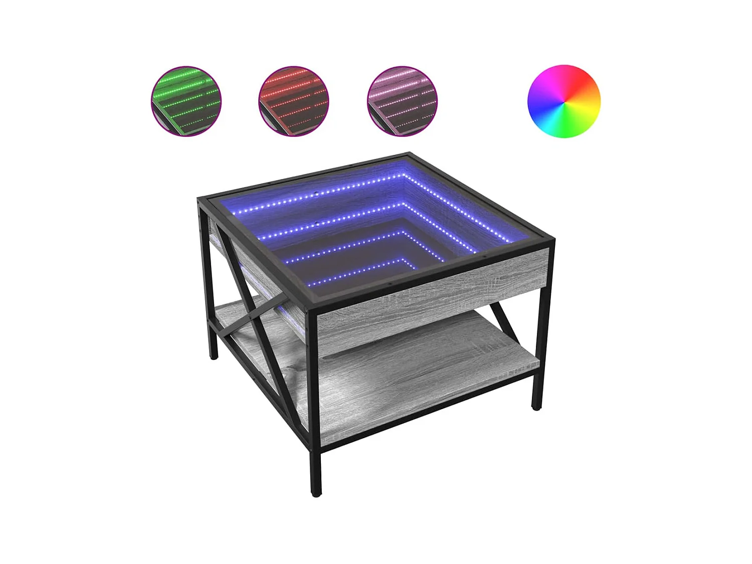 Tavolino da caffè Infinity Sonoma Grey LED 50x50x38 cm