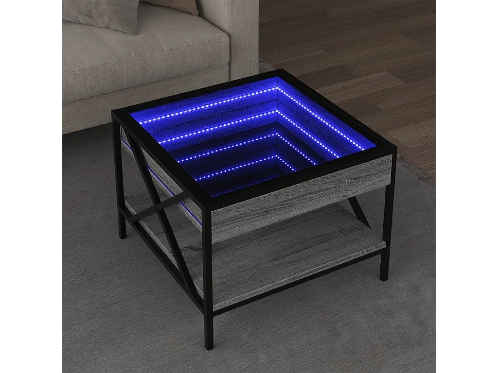 Mesa de centro LED Infinity Sonoma gris 50x50x38 cm
