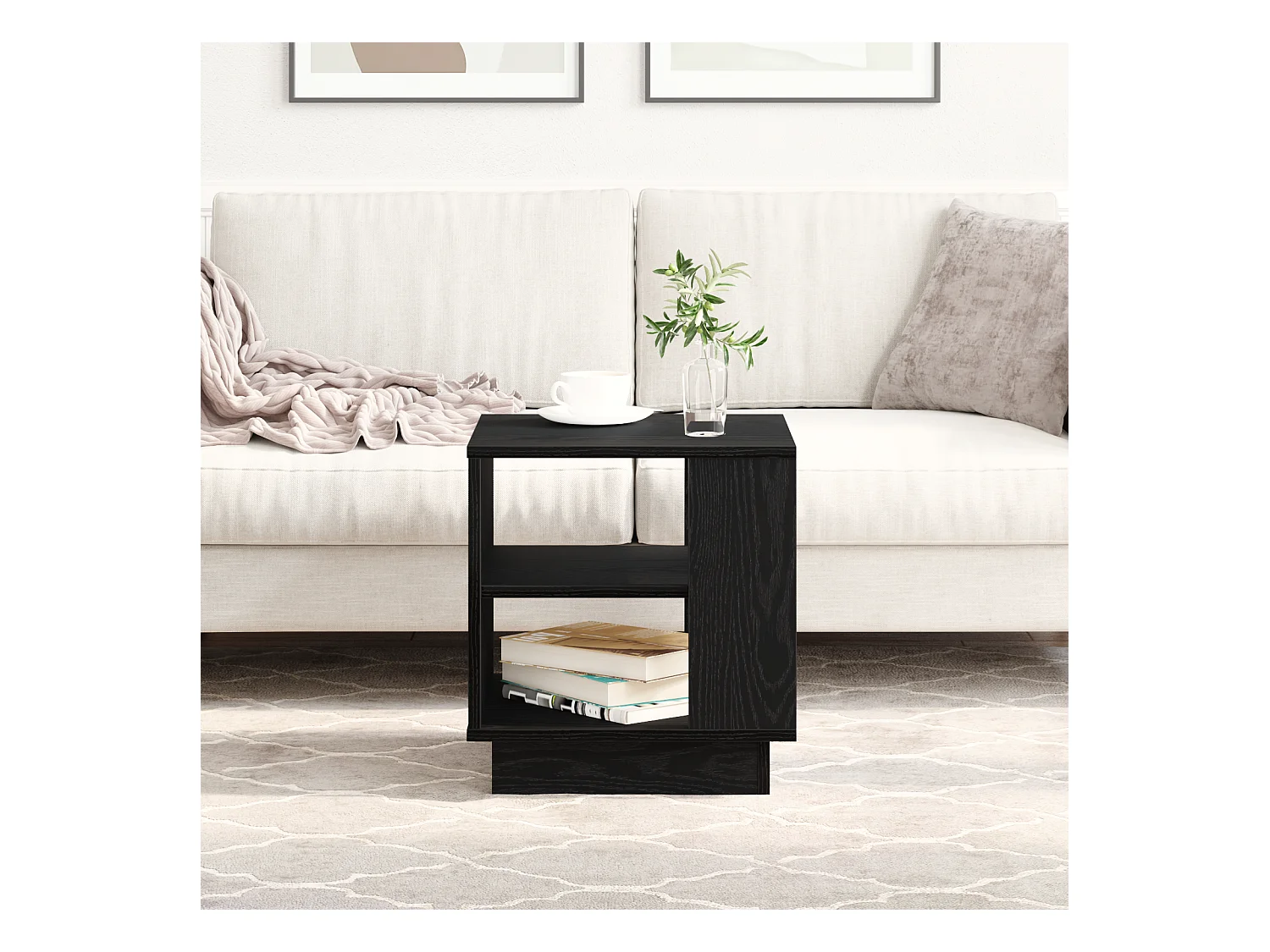 Table basse Noir Chêne 40x40x43 cm Bois d'ingénierie