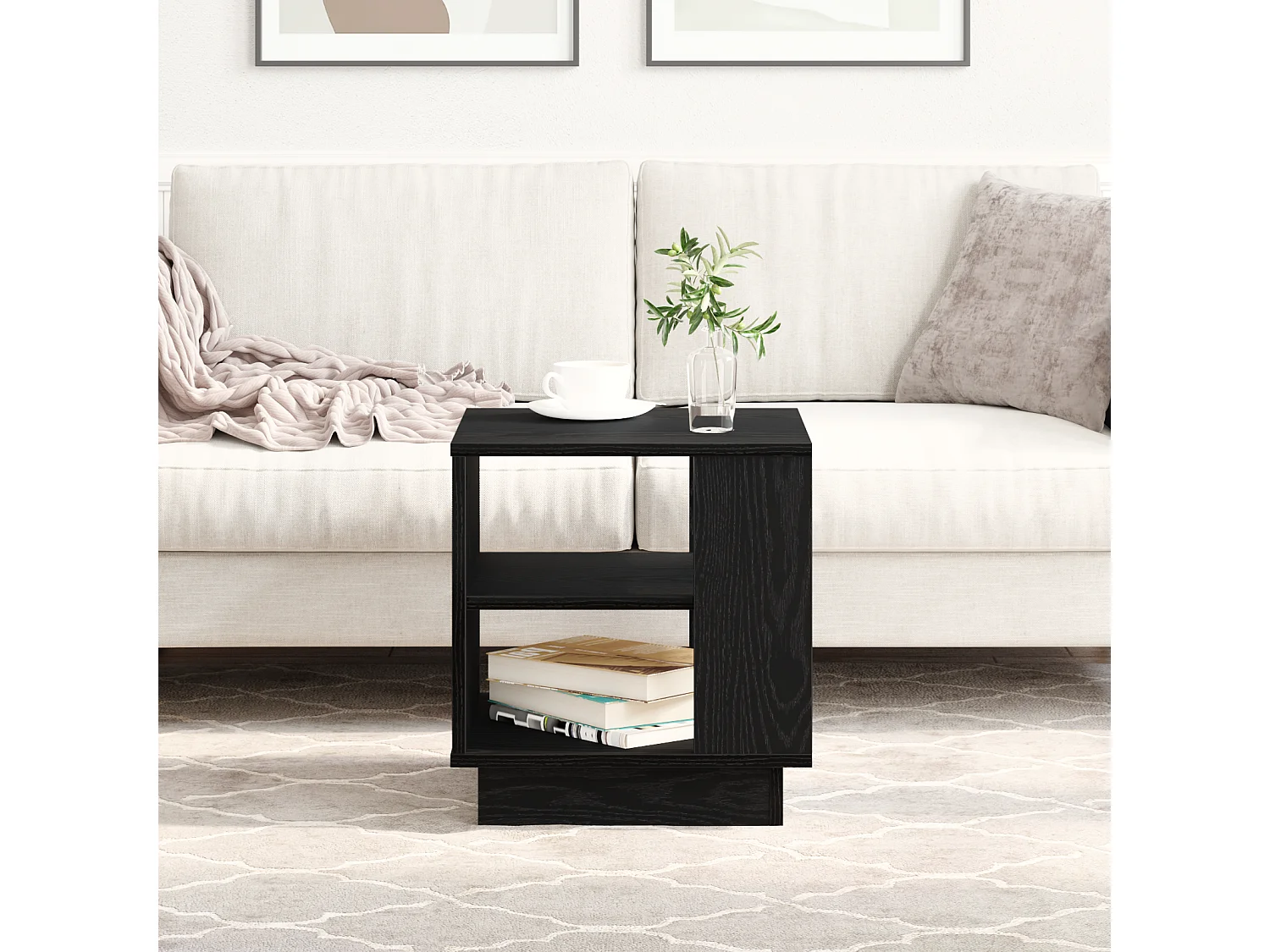 Table basse Noir Chêne 40x40x43 cm Bois d'ingénierie