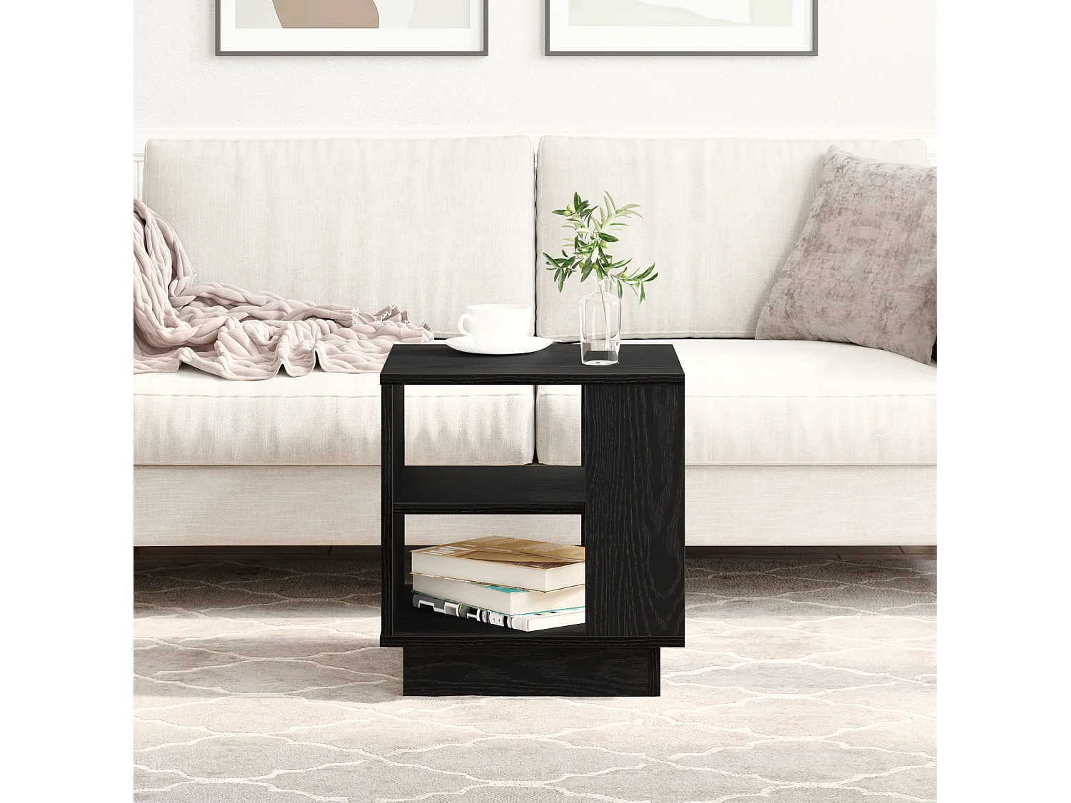 Tavolino da caffè in rovere nero 40x40x43 cm in legno ingegnerizzato